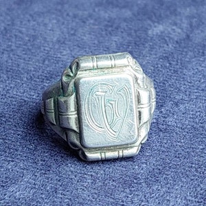 misura 20 60 anello con sigillo antico anello da uomo in argento 935 iniziali GV VG gioielli antichi