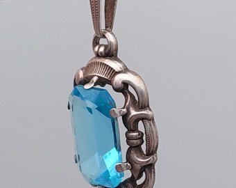 PENDENTIF/COLLIER ANCIEN Argent et pierre Bleu EUR 49,00 - DE