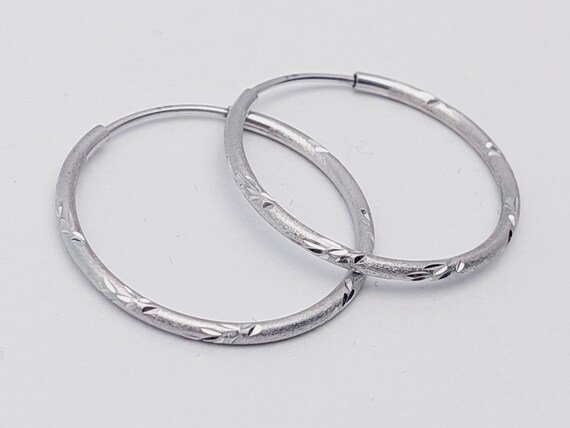 3 cm vintage hoop earrings 925 silver earrings di… - image 2