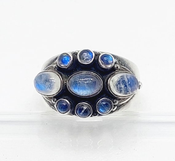 Gr 23 63 Vintage Silber Ring mit Mondsteinen Damen Ring India