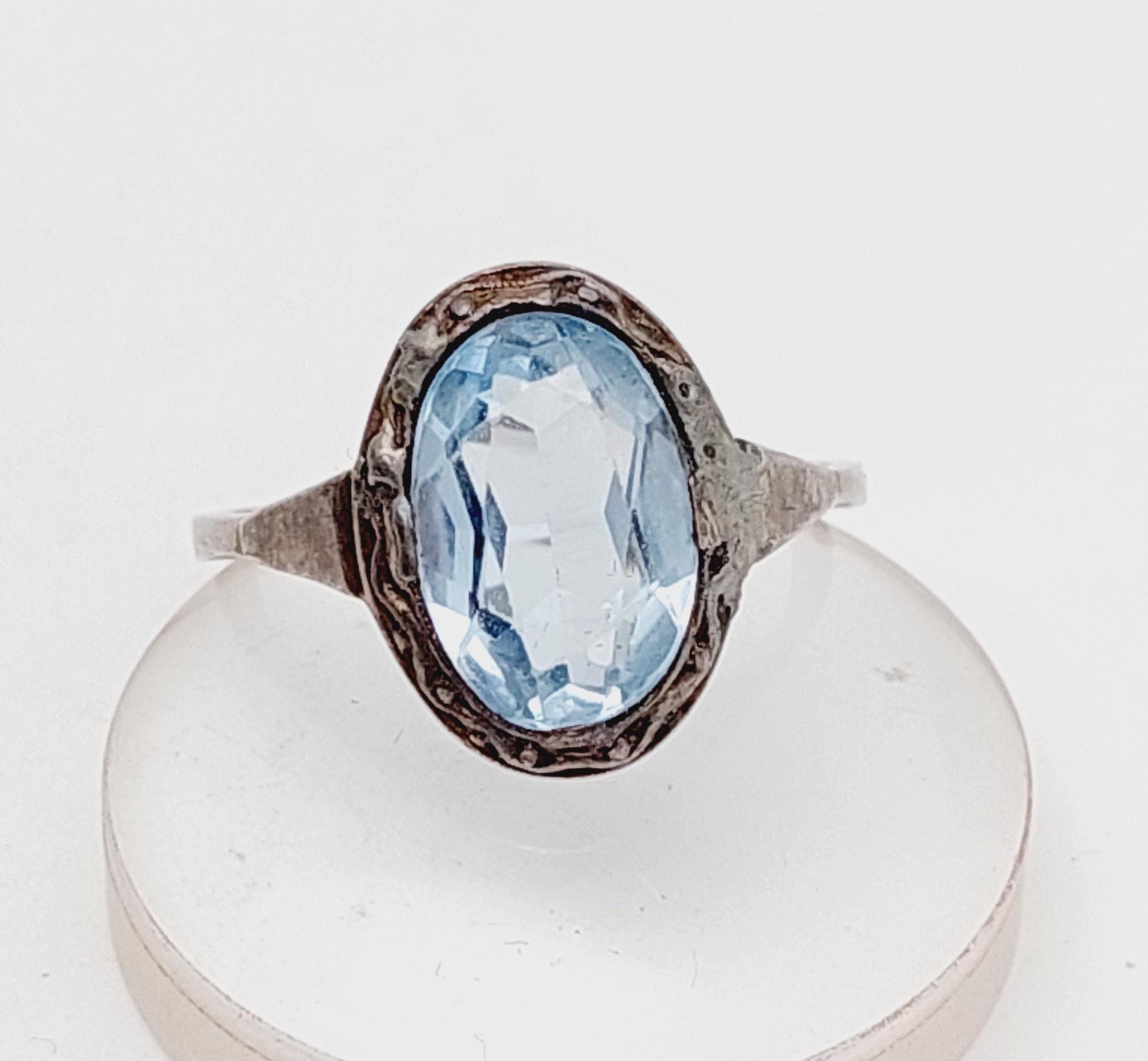 Bague Vintage Réglable - Cristal Diamant Sur Argent - Bijou Ancien - Occasion
