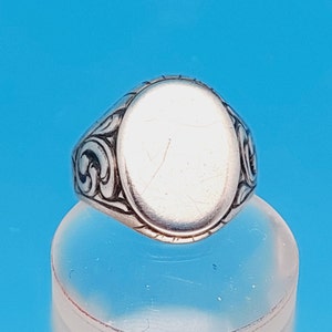 Size 19 59 antique men&#39;s signet ring 900 silver Art Nouveau without initials