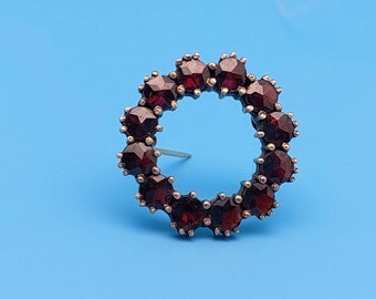 Broche Vintage étoile Grenats - Métal Doré, Longueur 5cm - Antiquité / Occasion