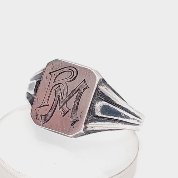 Size 24 64 Antique 835 silver ring men's signet r… - image 3