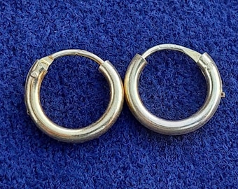 Vintage 925 Silver Hoop Earrings Gold Plated #CG6