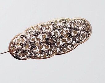 Broche Ancienne En Argent Style Art Nouveau - Feuille à Cinq Lobes Avec Marcassites, Avec Boîte Vintage