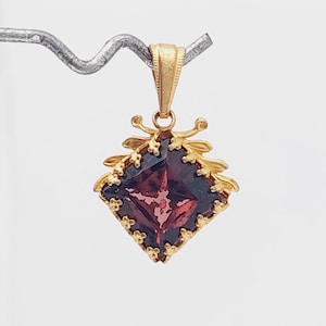 Antique Art Nouveau pendant double red cut stone antique jewelry