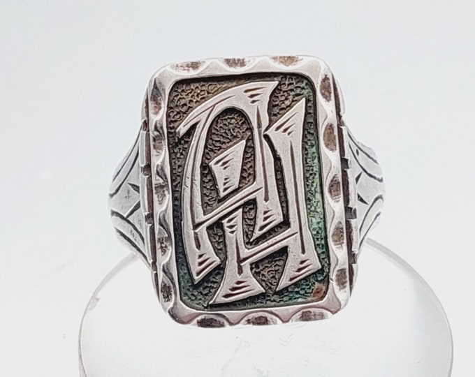 Antique Signet Ring 800 Silver Men's Ring Initials AH HA Antique ...