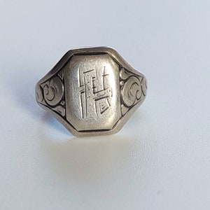 Gr 14 54 Antiker Siegelring 835er Silber Herrenring Initialen HF FH antiker Schmuck