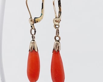 Biedermeier double earrings earrings hanging earrings with coral