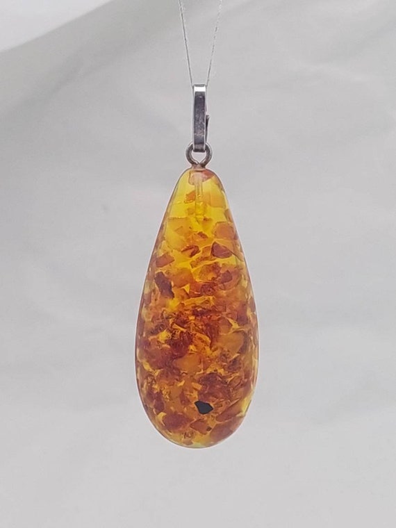6.3 cm antique pendant with amber Fischland