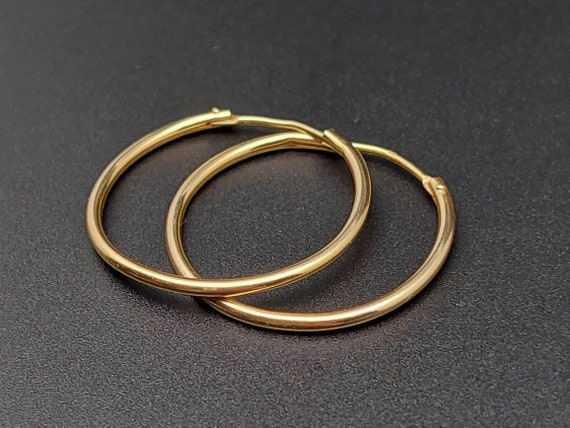 Modern 585 gold hoop earrings with simple hoop di… - image 6