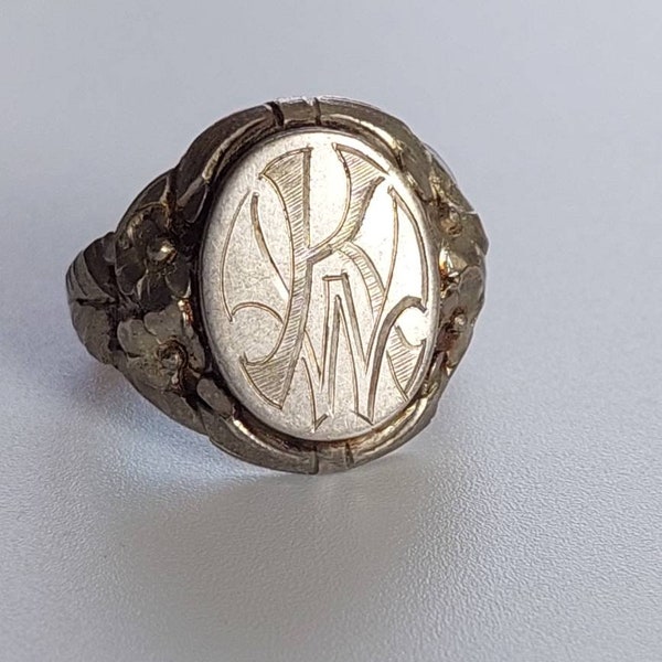 Sterling 800er Silber Ring-Personalisierte Ringe-Monogramm Ring-Buchstabe Ring-Initial Ring-Gravierter WK  Ring-Damen Ring