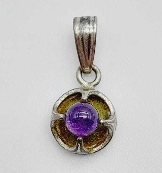 Antiker 835er Silber Anhänger mit Amethyst Edelstein und Kettenanhänger Anhänger