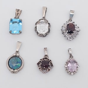 Antique pendant 835 silver pendant with stone opal red garnet stones zirconia blue stone Art Nouveau