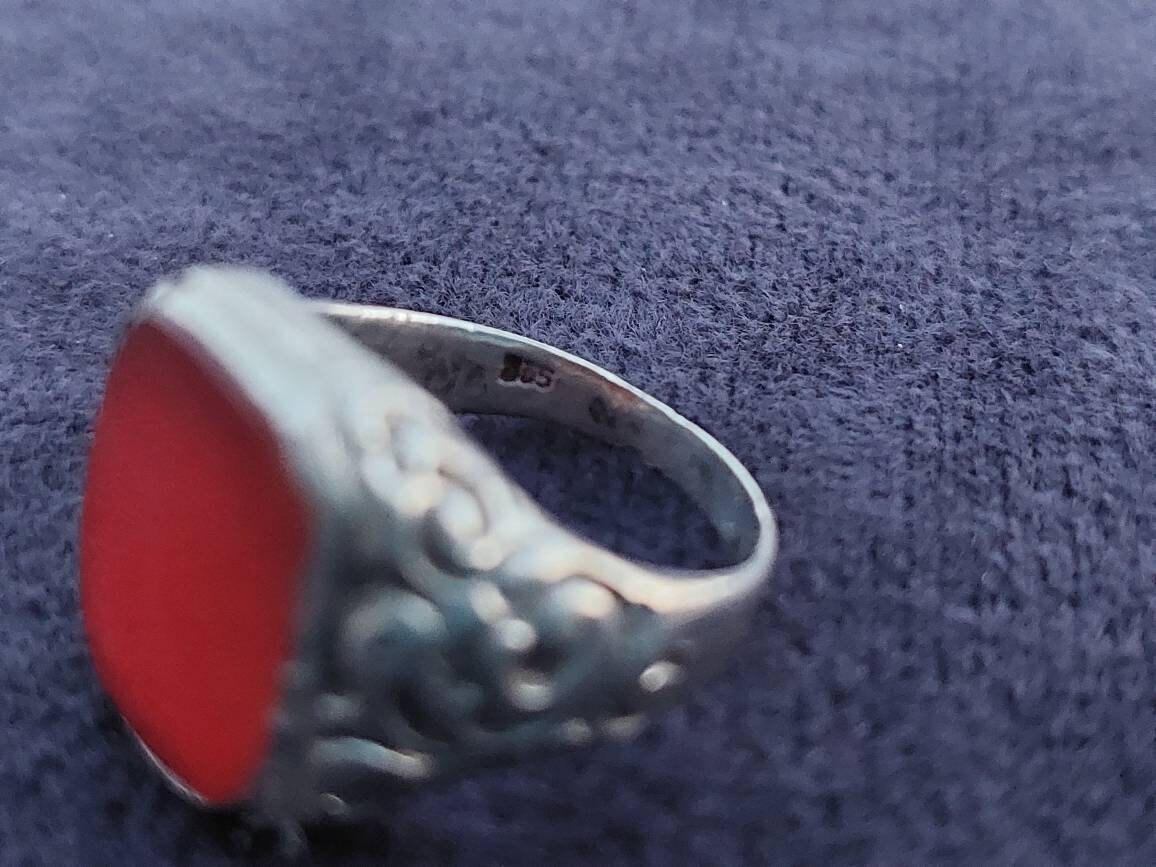 女性が喜ぶ♪ Size 16 / 56 Antique 835 Silver Ring Signet Ring Men's Ring アクセサリー