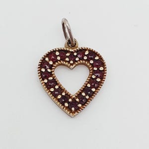 Antique 900 silver Art Nouveau pendant heart garnet jewelry pendant