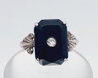 Size 15 55 Antique men's signet ring antique men's ring 835 silver Art Nouveau Onyx stone Victorian