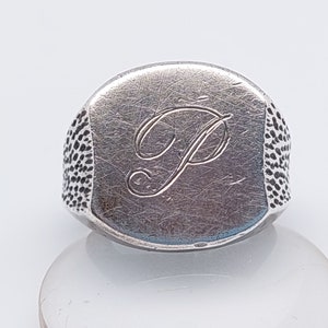 Size 21 61 Antique signet ring 835 silver men's ring initials P antique jewelry