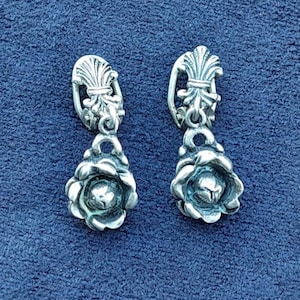 Vintage 835 silver earrings rose earrings earrings flower hanging earrings