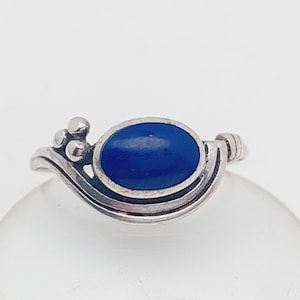 Lapis lazuli ring 925 silver ladies silver ring gift for her exclusive vintage design gemstone retro timeless Art Deco floral