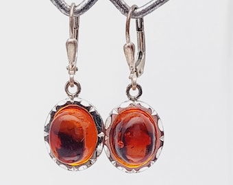 Nostalgic 925 silver earrings with amber earrings silver earrings