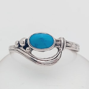 Turquoise ring 925 silver size 58 59 ladies silver ring gift for her rare noble exclusive vintage design gemstone retro boho timeless art deco