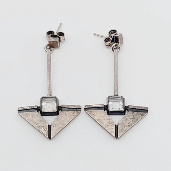 Finnland Vintage Ohrringe Karl Laine 925er Silber Ohrstecker Bergkristall