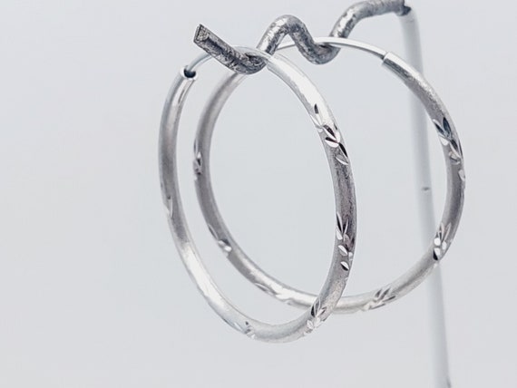 3 cm vintage hoop earrings 925 silver earrings di… - image 5