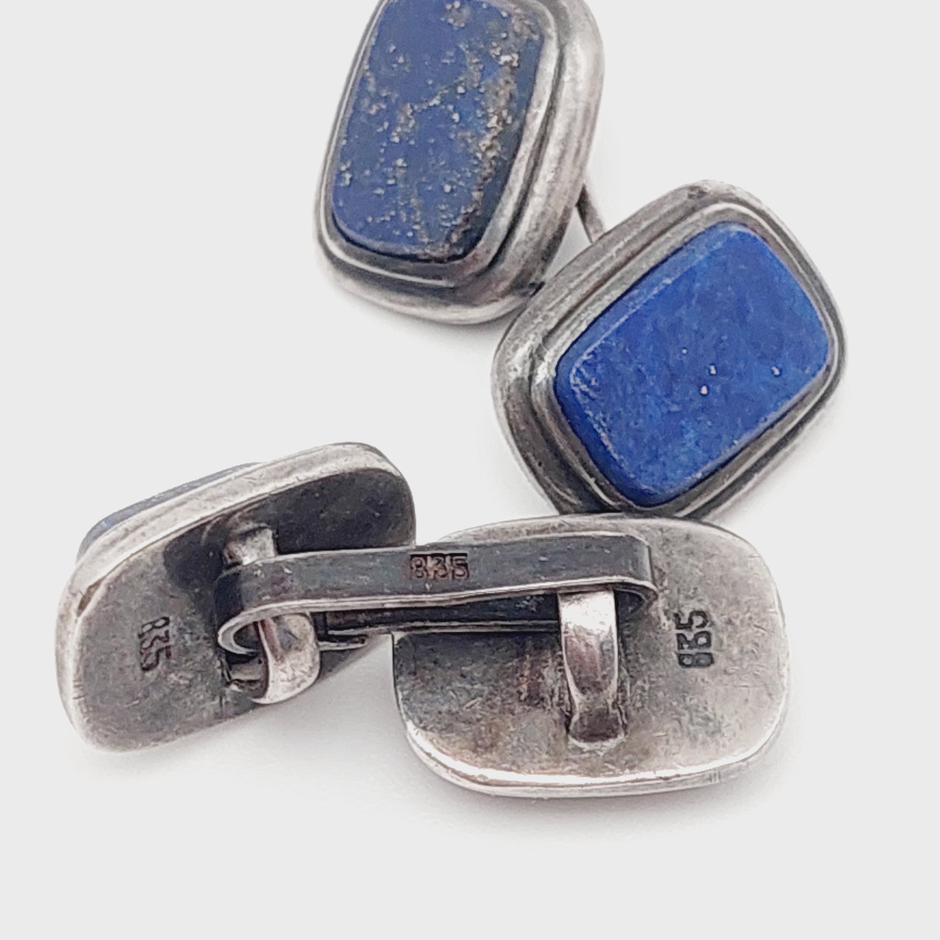 Boutons de manchette vintage Alexandre le Grand en argent 835