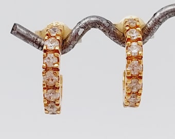 Nostalgic 925 silver earrings with zirconia stud earrings gold-plated half hoop earrings
