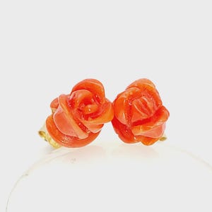 Vintage 750 Gold Stud Earrings with Coral 18 k Gold Earrings Jewelry for her real gold