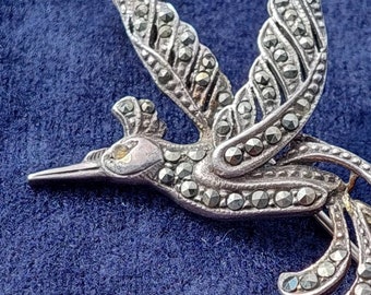 Broche Ancienne En Argent Massif 850/1000 Avec Marcassites - Fabrication Française