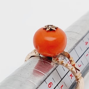 Antique 333 gold rings Biedermeier with coral and diamond