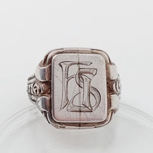 Size 20 Antique 835 Silver Ring Men&#39;s Signet Ring HS SH Silver Signet Ring