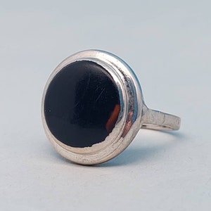 Antique men&#39;s signet ring with onyx 925 silver men&#39;s ring onyx stone size 14 US 7