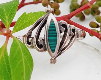 Malachite Ring, 925 Sterling Silver Ring Handmade Ring, Silver Women Ring, Gemstone Ring Boho Ring Silver Jewelry Ring for her RG 55 7