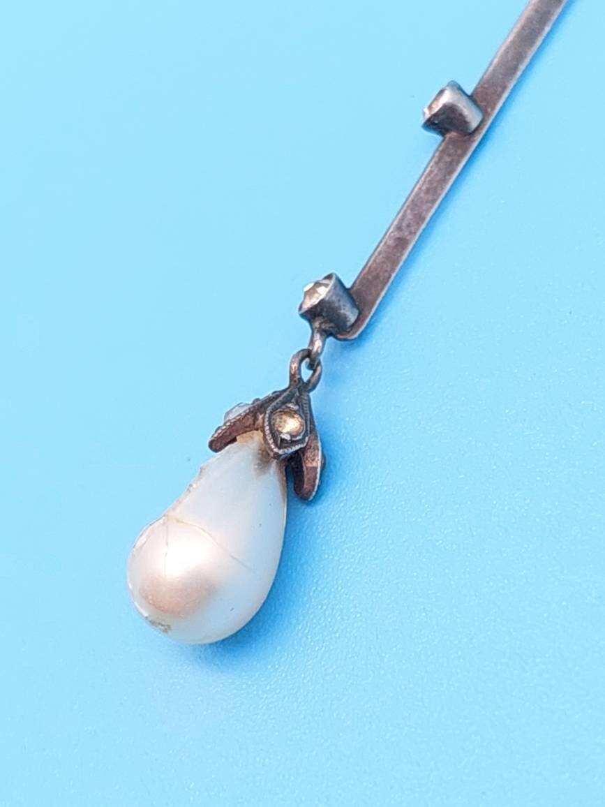 Collier Ancien En Argent 925 Style Art Nouveau Déco Avec Pierreries - Occasion