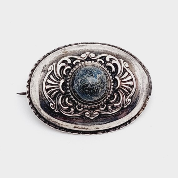 Schöne antike 800er Silber Brosche Rokalien Halbe… - image 2