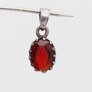 Antique vintage pendant 925 silver with red garnet stone