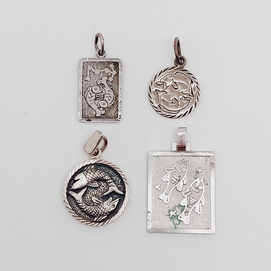 Antique Pendant 835 925 Vintage Silver Pendant Zodiac Sign Pisces - Etsy