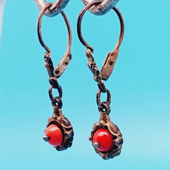 Antike 835er Silber Ohrringe double Ohrhänger Ohr… - image 5