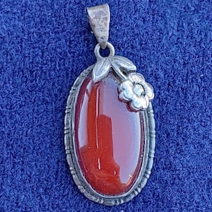Antique Art Nouveau pendant silver pendant red stone antique jewelry