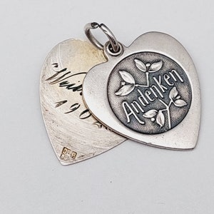 Antique Depose Silver Pendant Art Nouveau Souvenir Heart Charm Bracelet Pendant Lucky Charm