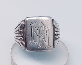 Taille 24 64 Bague antique en argent 900 chevalière pour hommes RH HR Silver Chevalière