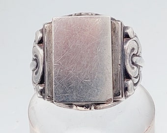 Size 25 65 Antique 835 Silver Ring Signet Ring Personalize Men's Ring