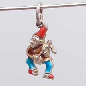 Antique 835 Silver Pendant Clown Jewelry for Her Charm Bracelet Silver Pendant Enamel