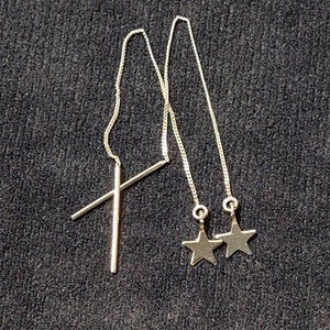 New nostalgic 925 silver earrings, pull-through earrings with star