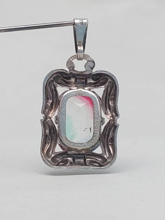 Pendentif En Argent 830 Art Nouveau Avec Fleurs Et Papillon - Bijou Vintage Dannemark