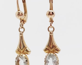 585 genuine gold earrings with stone, drop earrings, Christmas gift, jewelry gift for her, shiny, everyday wear